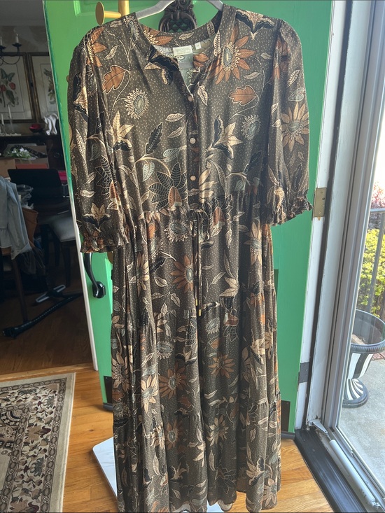 Spartina 449 Dresses & Skirts - 🤩Spartina 449 Olive Floral Tiered Maxi dress with Tan and Blue Accents🤑🤩